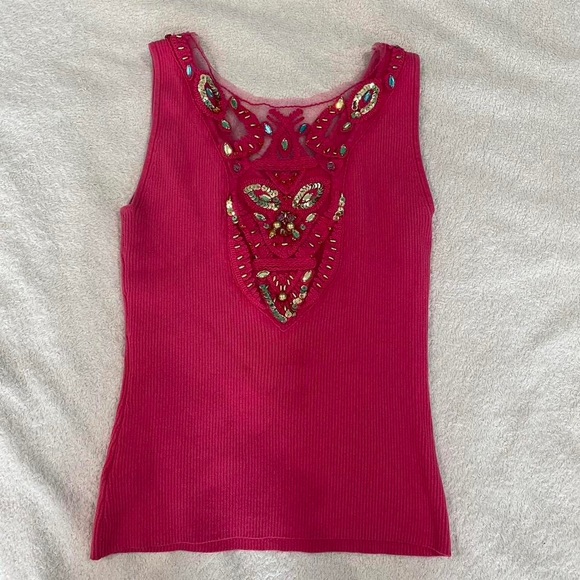 pink beaded lace tank - Picture 5 of 5